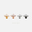 White Stone Crown Stud, Threadless Flat Back Earring, Minimalist Style, A-SS552