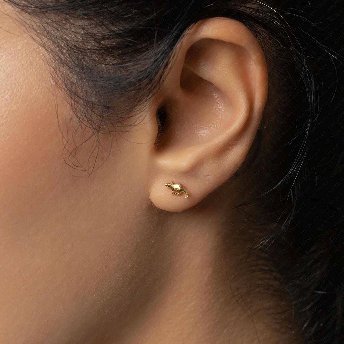 Rat Stud, Threadless Flat Back Earring, Minimalist Style, A-SS1151