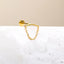 A gold-colored metal chain with a curved end is shown against a white background.