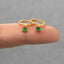 Emerald Gemstone Drop Hoop, Huggies Earring, Minimalist Style, A-SH338