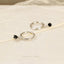 Black Stone Drop Hoop, Huggies Earring, Minimalist Style, A-SH341