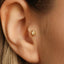 A gold star-shaped earring is visible in the ear.