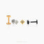 Square Nose Stud, Threadless Flat Back, Minimalist Style, A-SS899