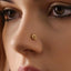 A close-up of a person's face, focusing on their nose and the gold nose ring.