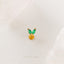 2-Leaf Emerald Nose Stud, Threadless Flat Back, Minimalist Style, A-SS548
