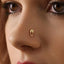 A close-up of a person's face, focusing on their nose and the gold nose ring.