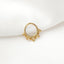 A gold-colored metal ring with a sunburst design is shown against a white background.