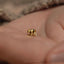 a small gold elephant stud on a person's hand