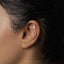a close up of a person's ear with a diamond in it