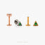 Triangle Emerald Stone Stud, Threadless Flat Back Earring, Minimalist Style, A-SS555