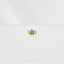 a close up of a small gold object on a white surface