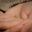 a person holding a tiny gold ring in their hand