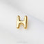 A single, shiny gold letter 'H' is prominently displayed against a white background.