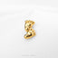 A pair of gold-colored baby feet on a white background.