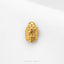 A small, gold-colored Buddha head charm is displayed against a white background.