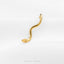 A gold-colored snake-shaped earring is shown against a white background.