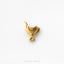 A small gold-colored metal object resembling a horseshoe or horseshoe-shaped charm is shown against a white background.