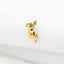 A small gold-colored bird-shaped earring is shown against a white background.