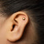 A close-up of a person's ear with a small gold star-shaped earring in the earlobe.