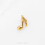 A single golden music note-shaped pin is shown against a white background.