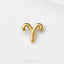 A single, shiny gold-colored charm in the shape of a zodiac sign, specifically a Leo (Aries) symbol, is displayed against a white background.