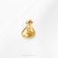 A single gold-colored pendant in the shape of a bag with a dollar sign on it, placed on a white background.
