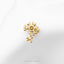 A gold-colored metal piece resembling a brain or nervous system, with intricate designs and a central point.