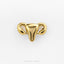 A gold-colored metal object resembling a reproductive organ, such as a kidney or ureter, is shown against a white background.