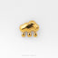 A single, shiny gold-colored cloud-shaped object with three drops of liquid dripping from it, set against a plain white background.