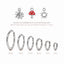 a collection of charms in various sizes, ranging from 20mm to 6mm in diameter, available for 8 to 20 mm hoops.