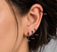 a close-up of a person's ear with three hoop earrings, each with a different size ranging from 6mm to 10mm.