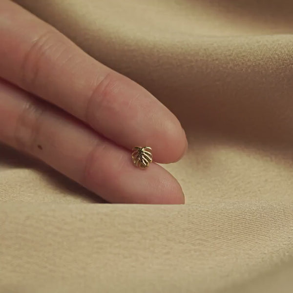 Monstera Tropical Stud, Threadless Flat Back Earring, Minimalist Style, C-SS1068