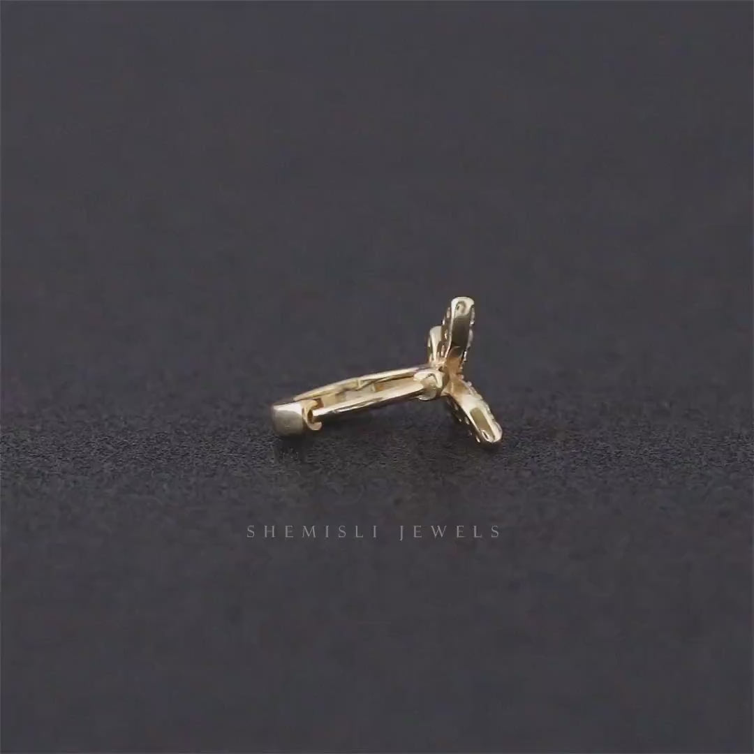Butterfly CZ Helix Hoops, Gold, Silver SHEMISLI SH105
