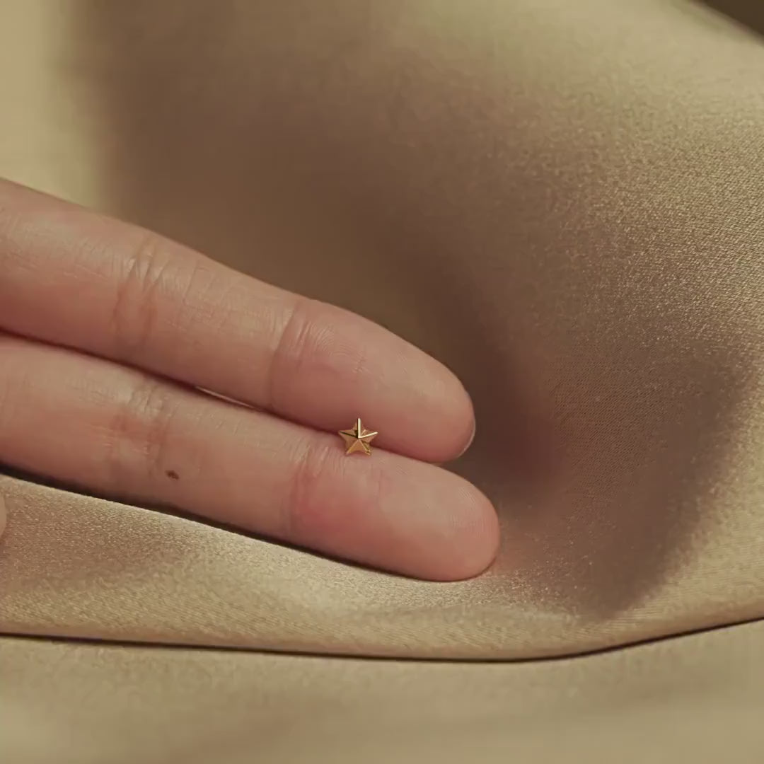 5 Point Star Stud, Threadless Flat Back Earring, Minimalist Style, C-SS1075