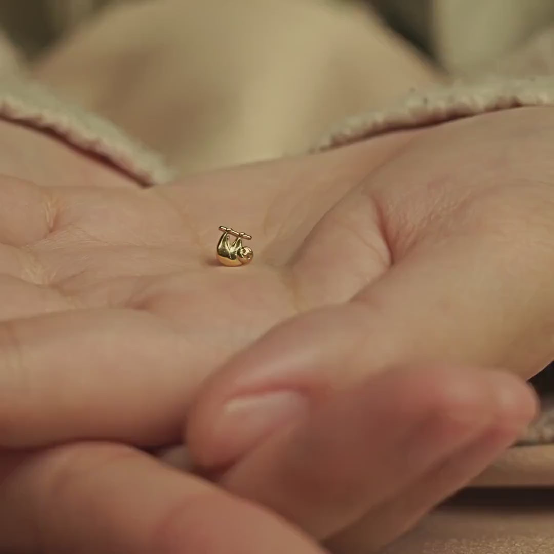 Sloth Stud, Threadless Flat Back Earring, Minimalist Style, C-SS1086