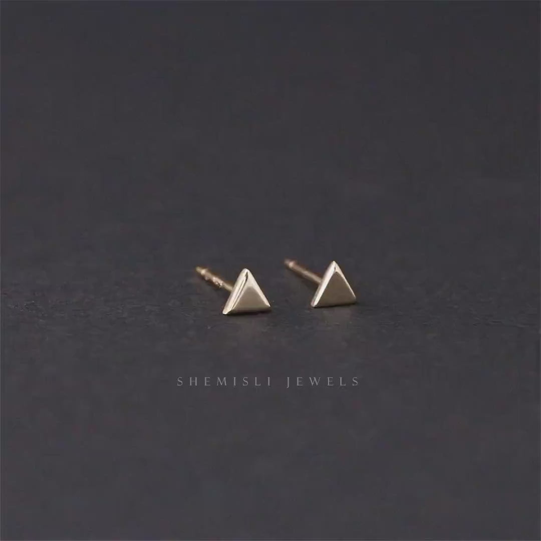 Triangle Studs Earrings, Gold, Silver SHEMISLI SS016 Butterfly End, SS749 Screw Ball End (Type A)