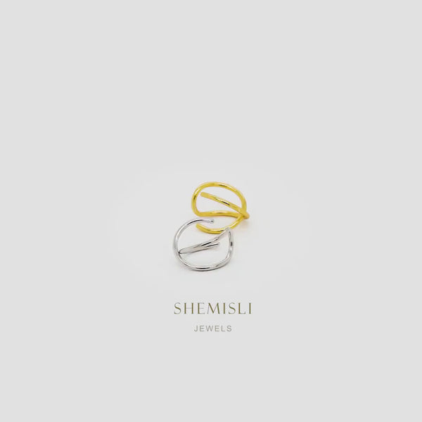 Tiny Thin Criss Cross Helix Cuff, Upper Ear Cuff, Earring No Piercing is Needed, Unisex, Gold, Silver SHEMISLI - SF048 NOBKG