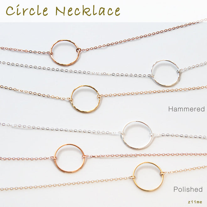 Circle Necklace, Dainty Gold circle, Karma Necklace, Eternity, Simple Open Circle, Christmas gift, Silver, Gold or Rose Gold Filled SN0025