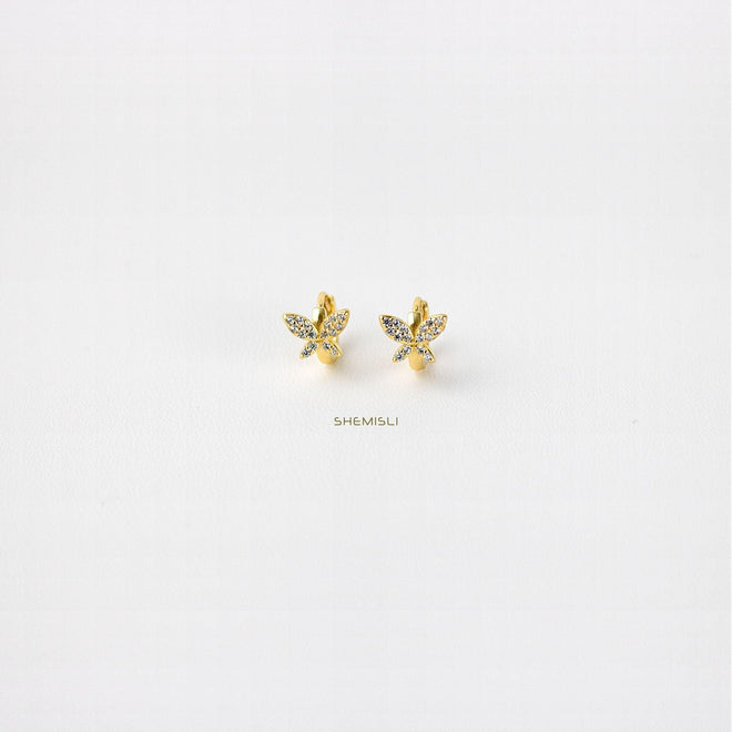 Butterfly CZ Helix Hoops, Gold, Silver SHEMISLI SH105