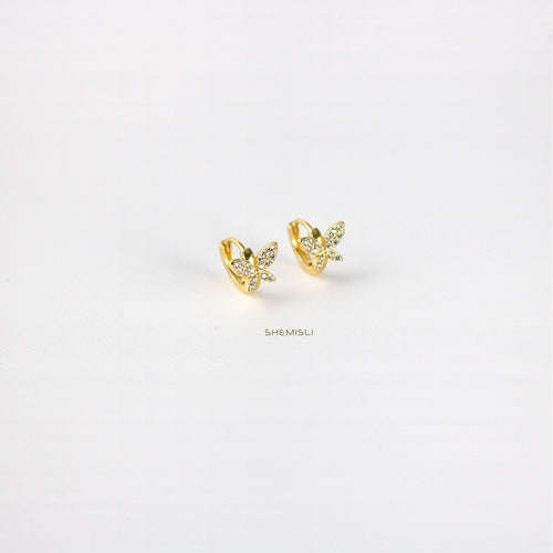 Butterfly CZ Helix Hoops, Gold, Silver SHEMISLI SH105