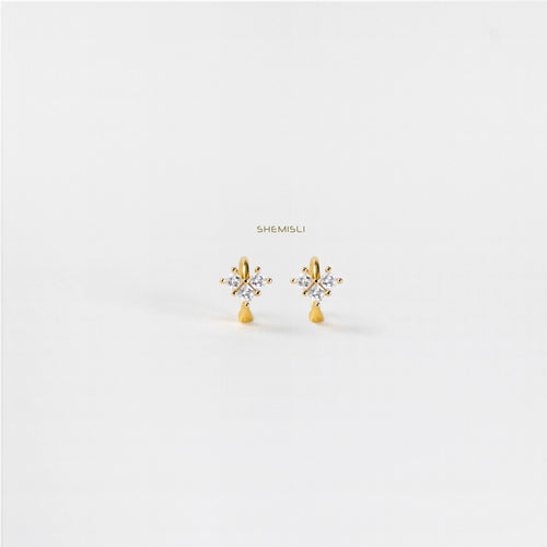 Heart CZ Cartilage Hoops, Gold, Silver SHEMISLI SH083