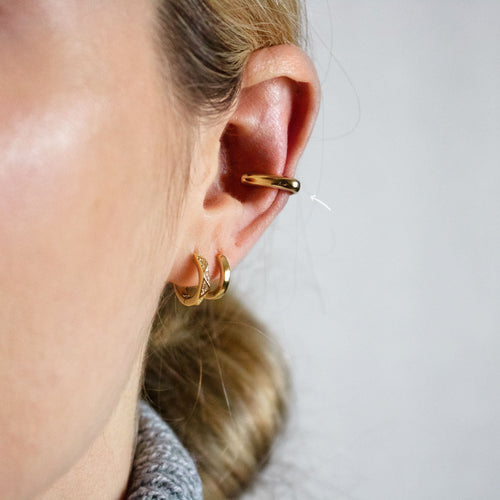 Straight Thick Ear Cuff, No Piercing is Needed, Gold, Silver SHEMISLI SF010