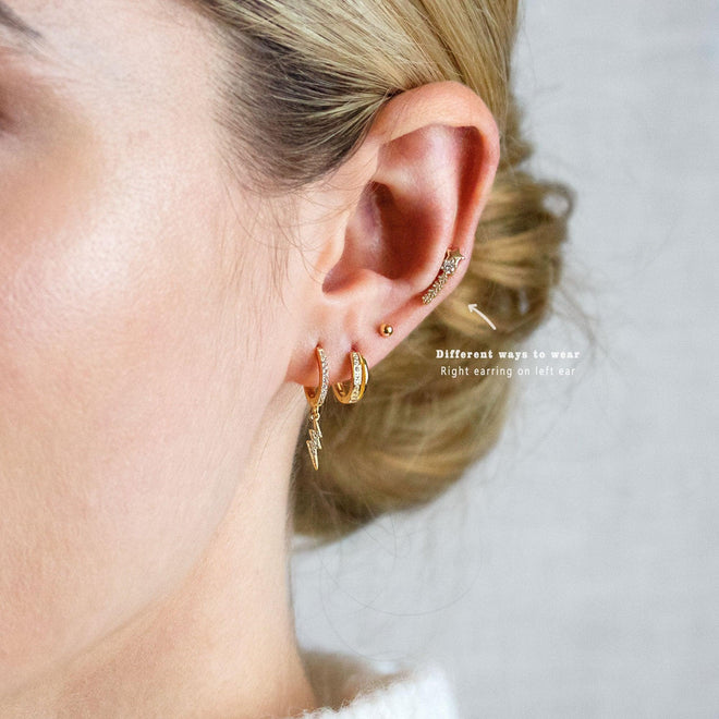 Dainty Shooting Star CZ Climber Earrings, Gold, Silver SHEMISLI SS067 LR