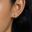 Double-lined Emerald Stud Hoop Earrings, Gold, Silver - SS124 LR