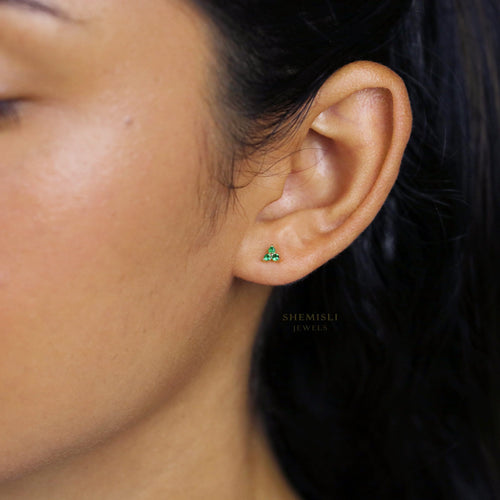 Tiny Clover Flower Stud, White, Emerald, Turquoise, Sapphire, Black, Opal, Gold Silver SHEMISLI SS039, SS151, SS152, SS244, SS245, SS184