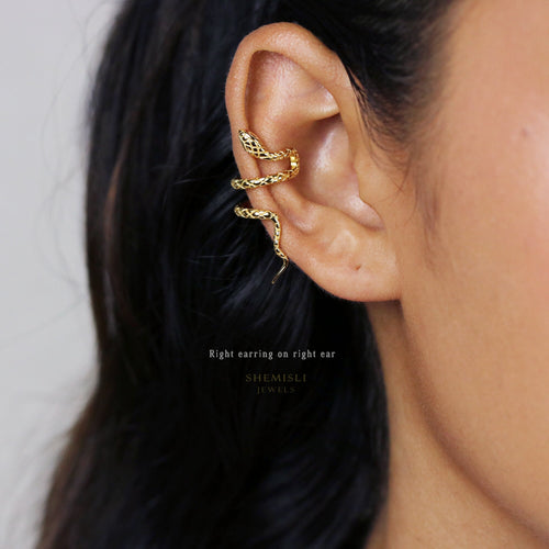 Serpent Ear Conch Cuff, Snake Earrings, Gold, Silver SF046 LR