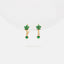 Emerald Flower Dangle Hoop Earrings, Huggies, Gold, Silver SHEMISLI - SH262
