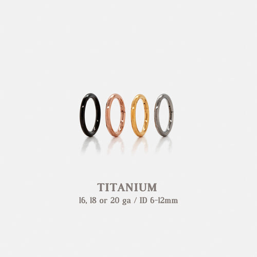 Titanium Round Nose Ring, Septum Ring, 20ga, 18ga, 16ga, ID 6-12mm, Solid G23 Titanium, SHEMISLI SH436...SH446...SH456...