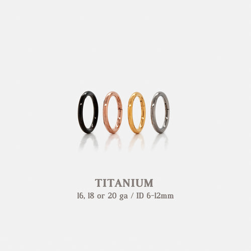 Titanium Round Earring or Nose Ring, 20ga, 18ga, 16ga, ID 6-12mm, Solid G23 Titanium, SHEMISLI SH436...SH446...SH456...