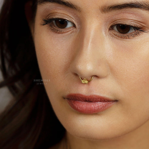 Bee Septum Ring, Daith Hoop, Hinged Clicker Hoop, 16ga 8mm or 10mm, Solid G23 Titanium, SHEMISLI SH232, SH233